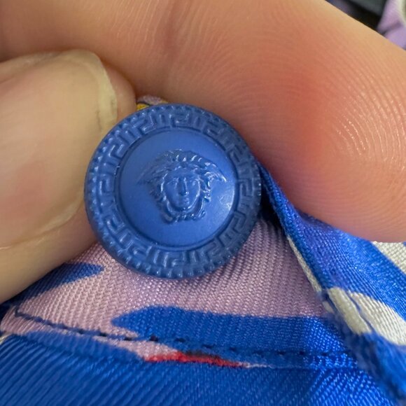 Gianni Versace Vintage Rare Yellow Japanese Mask Print Silk Shirt - Picture 10 of 13